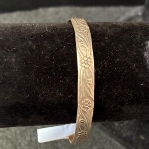 Antique  Floral Engraved Sterling Silver Taxco Bangle Bracelet